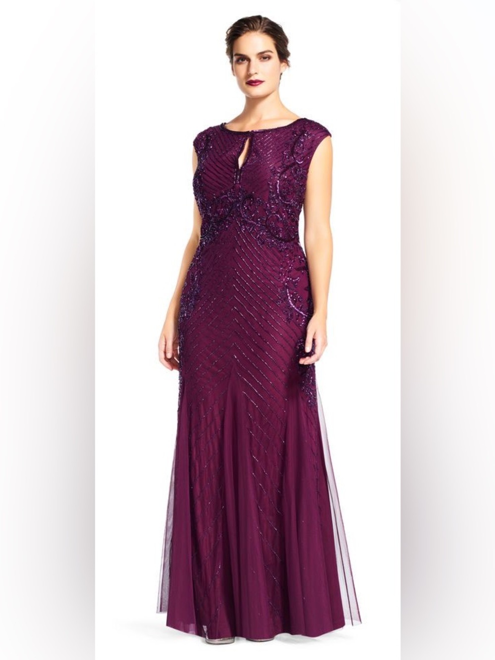 Embellished Plum Evening Gown